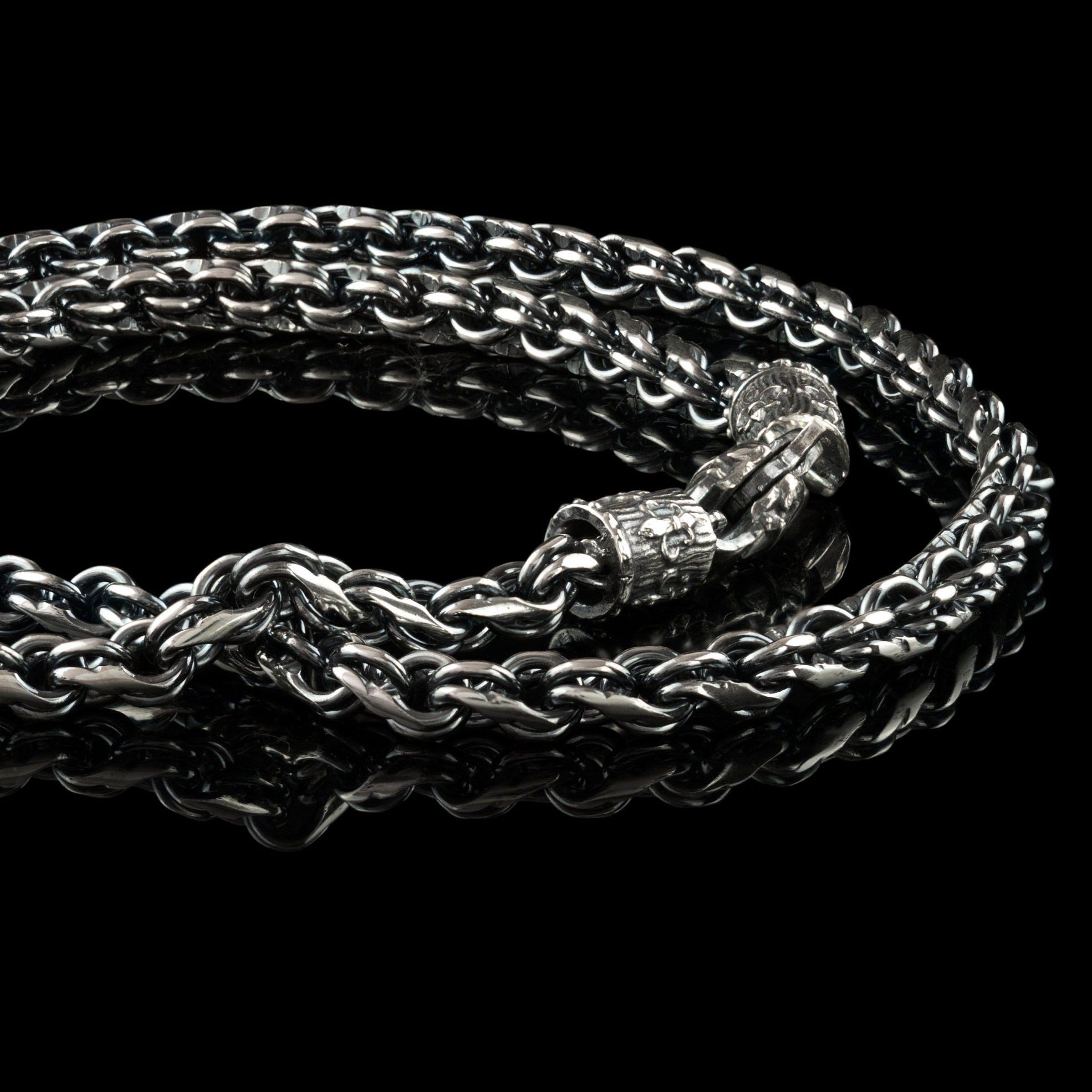 Black silver chain Silver men chain Biker jewelry Handmade silver chain