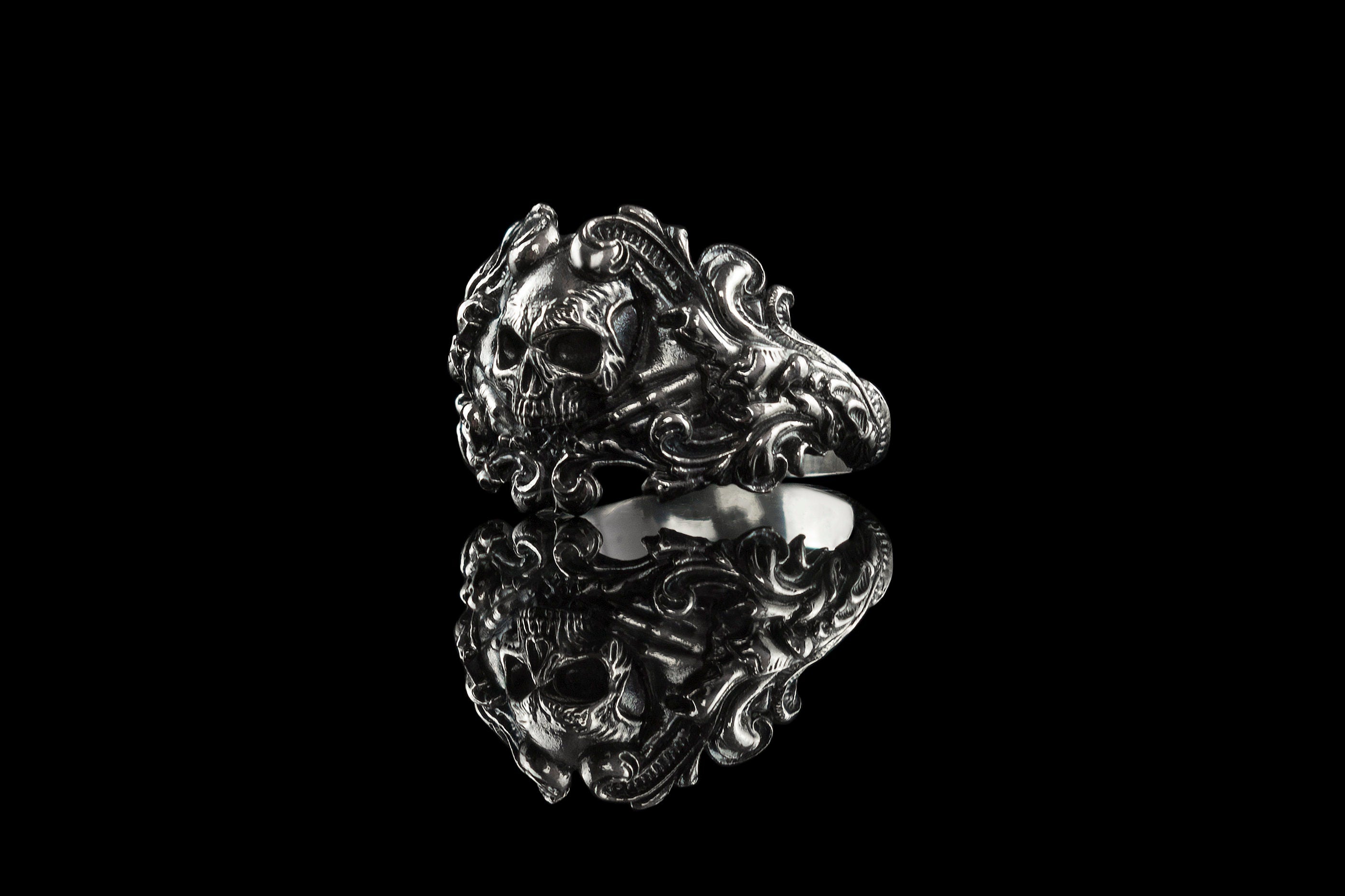 Silver skull ring Biker ring Skull jewelry Biker jewelry