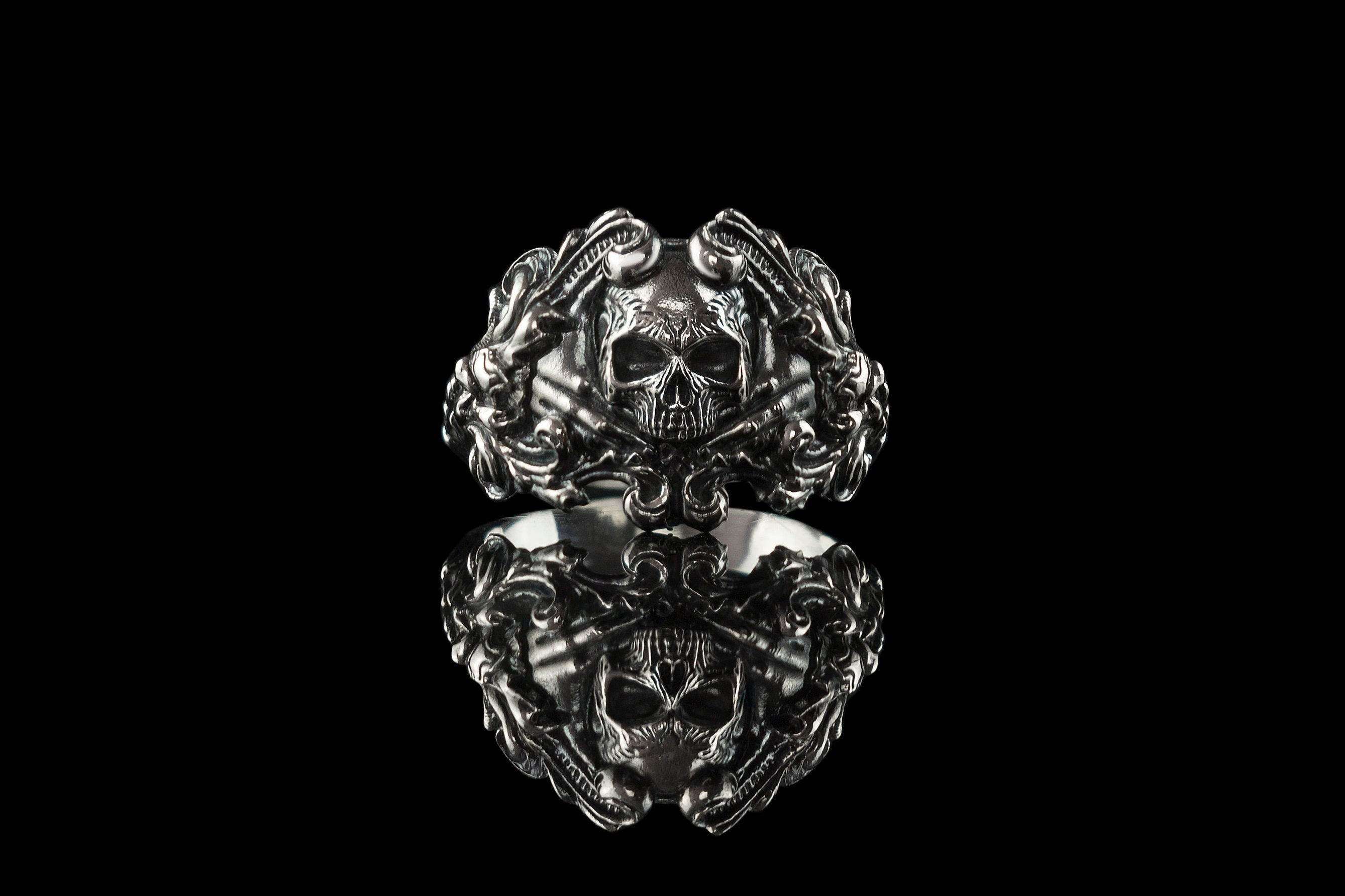 Silver skull ring Biker ring Skull jewelry Biker jewelry