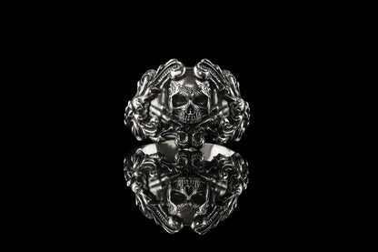 Silver skull ring Biker ring Skull jewelry Biker jewelry