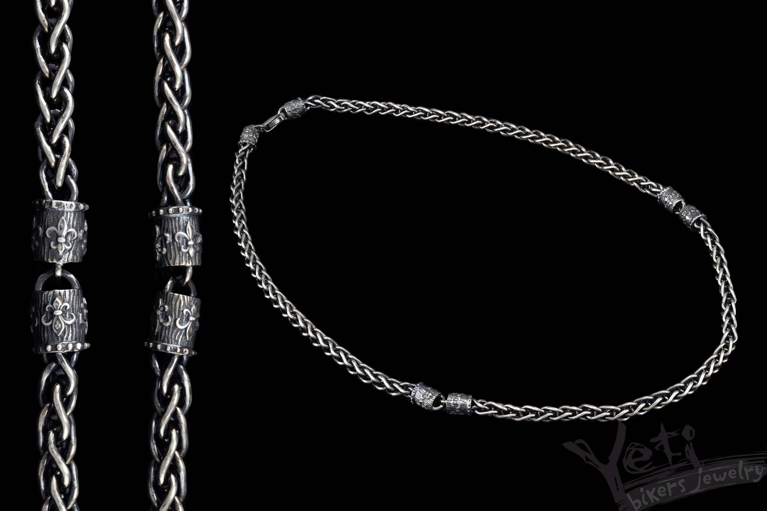 Anchor chain Medieval necklace  Fleur de Lis chain