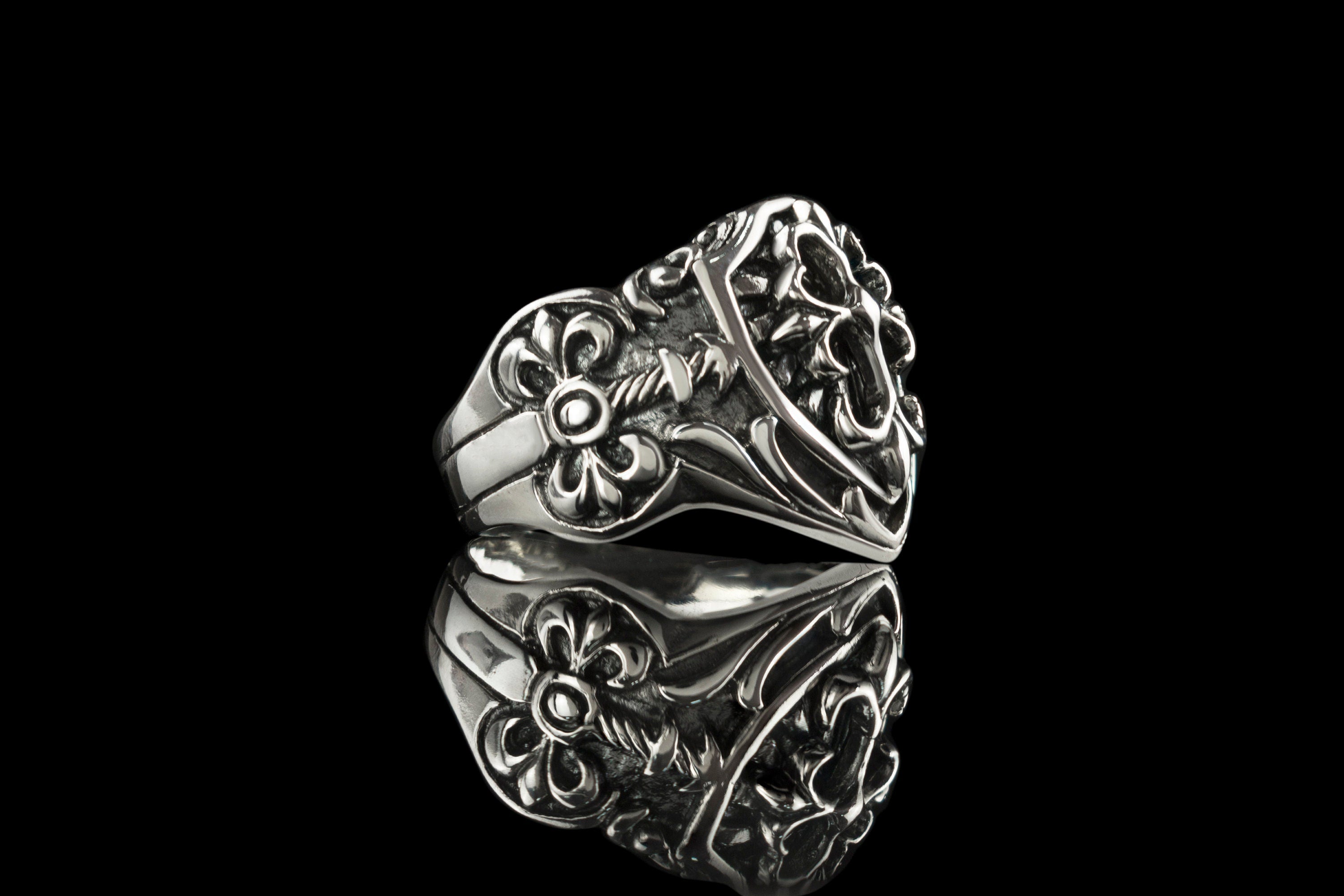 Silver men ring Medieval cross Biker's jewelry Cross ring