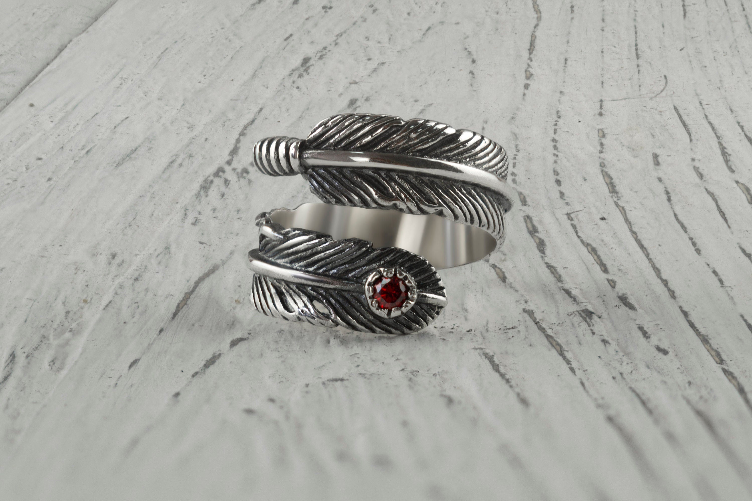 Adjustable  silver ring Women  feather ring  Сasual jewelry Gift for girlfriend