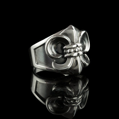 Fleur de Lis ring Silver jewelry French lily Biker jewelry Knight ring