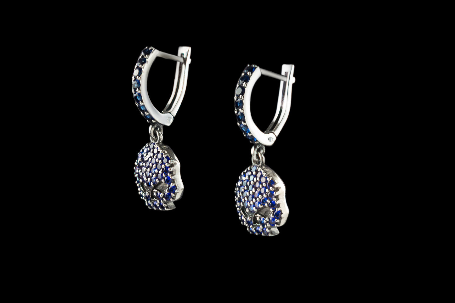 Women's skull earrings Silver skull earrings Skull gemstones earrings