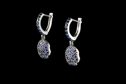 Women's skull earrings Silver skull earrings Skull gemstones earrings