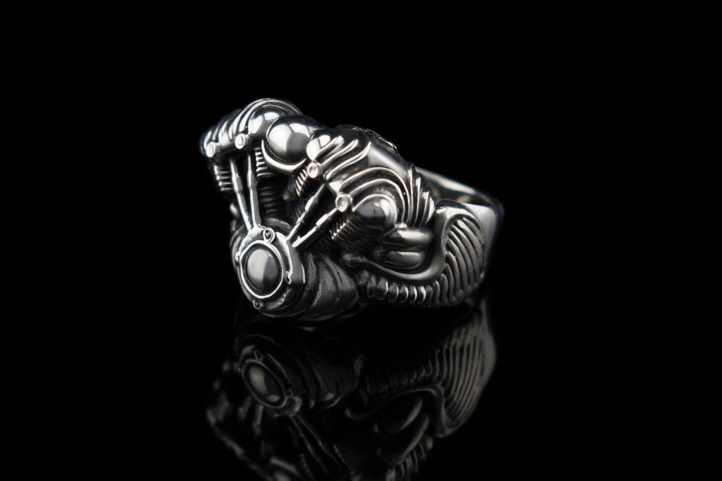 Motorcycles silver rind Biker jewelry V-twin motor ring