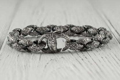 Heavy silver bracelet Brutal bracelet  Biker jewelry Anchor