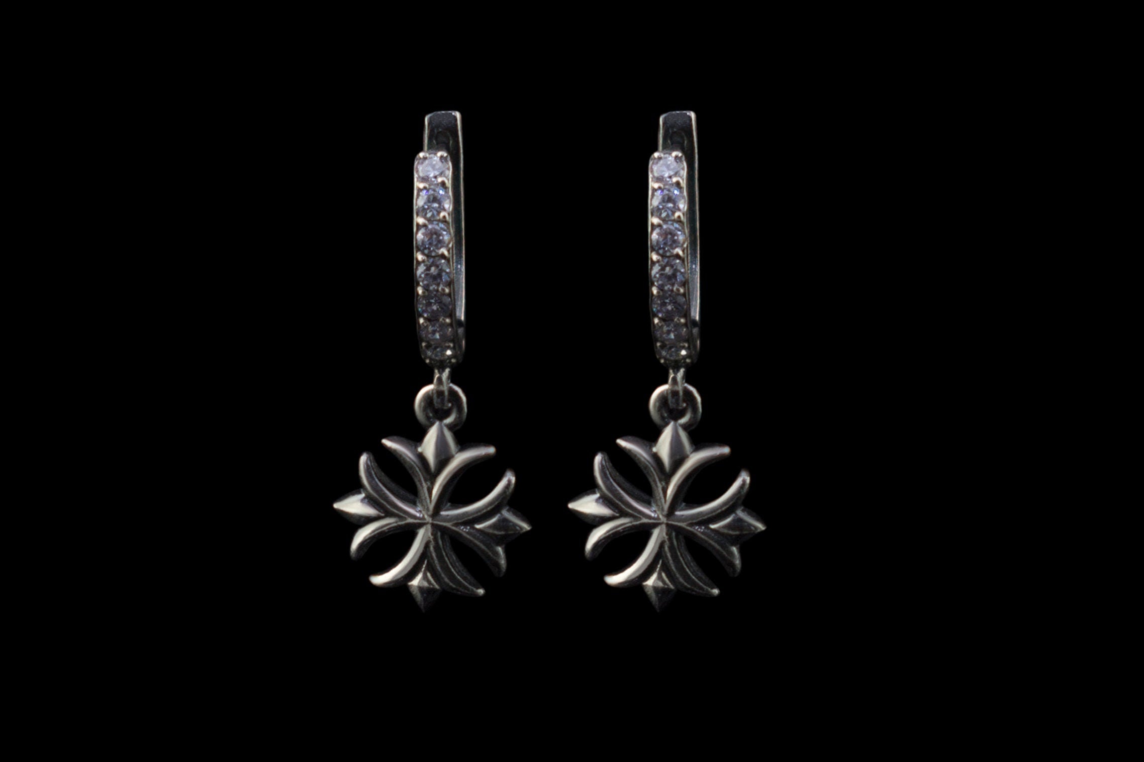 Maltese cross earrings Women goth earring Silver Maltese cross jewelry