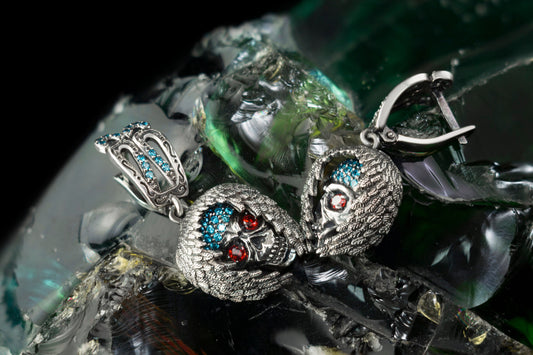 Women's skull earrings Brutal earrings Biker jewelry Silver skull earrings