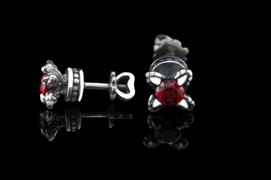 Silver studs with gemstones Screw back silver earrings Women's jewelry