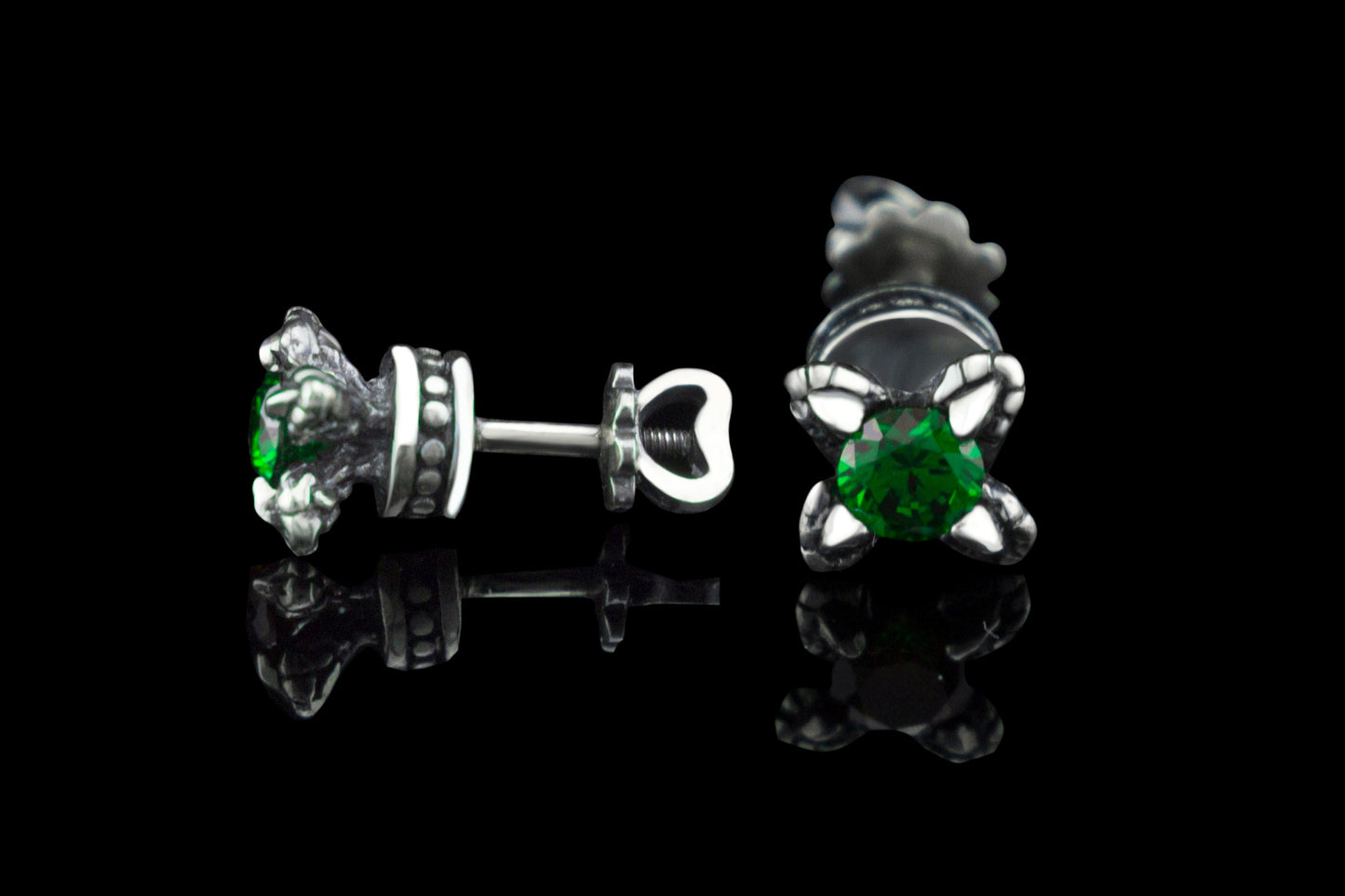 Silver studs with gemstones Screw back silver earrings Women's jewelry