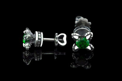 Silver studs with gemstones Screw back silver earrings Women's jewelry