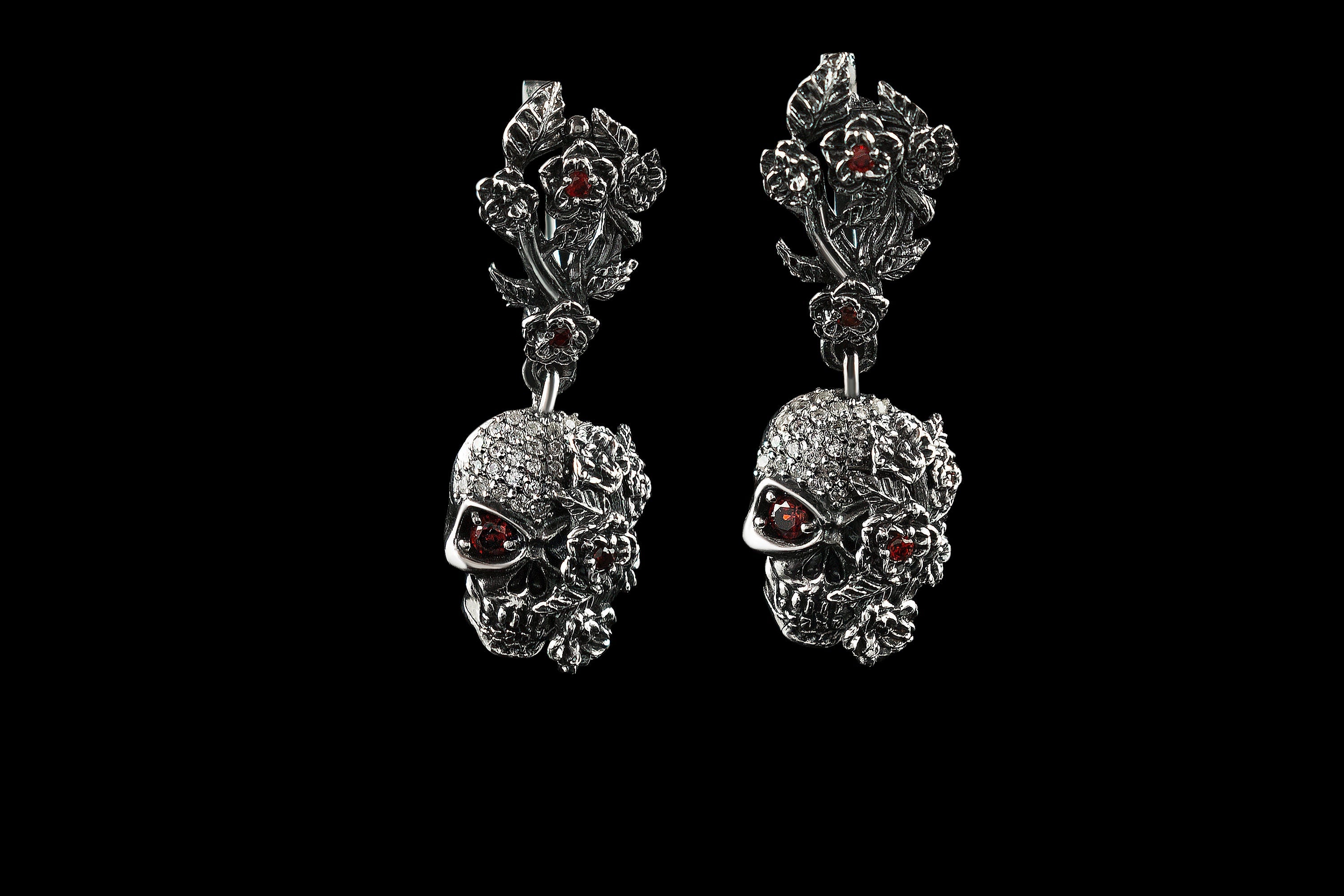 Silver skull  earrings Skull jewelry Skull gift for her Skull women jewelry