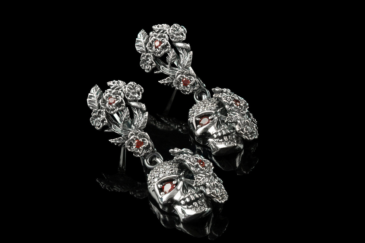 Silver skull  earrings Skull jewelry Skull gift for her Skull women jewelry