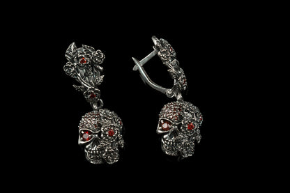 Women skull earrings Skull jewelry Silver skull earrings Skull gift for her Skull women jewelry