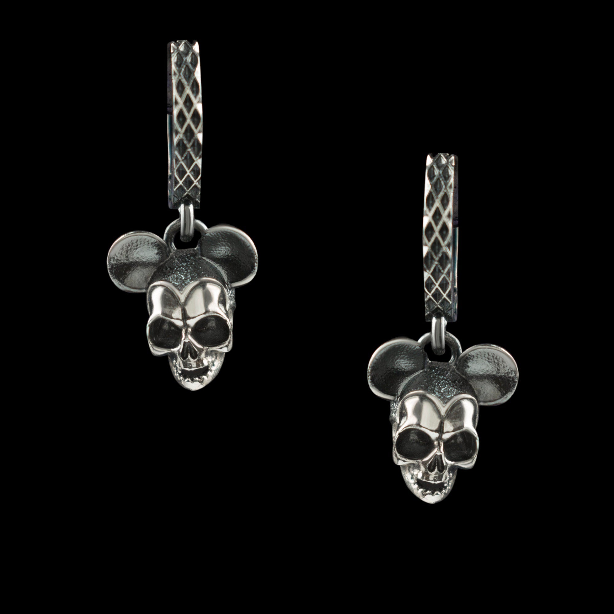 Silver skull earrings Mouse earrings Skull earrings Brutalist earrings for her