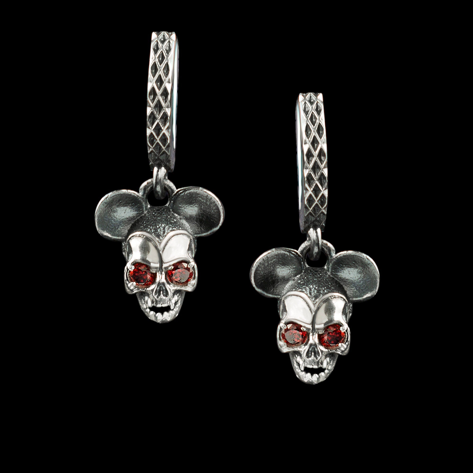 Silver skull earrings Mouse earring Skull jewelry Funny silver earrings