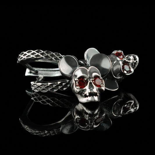 Silver skull earrings Mouse earring Skull jewelry Funny silver earrings