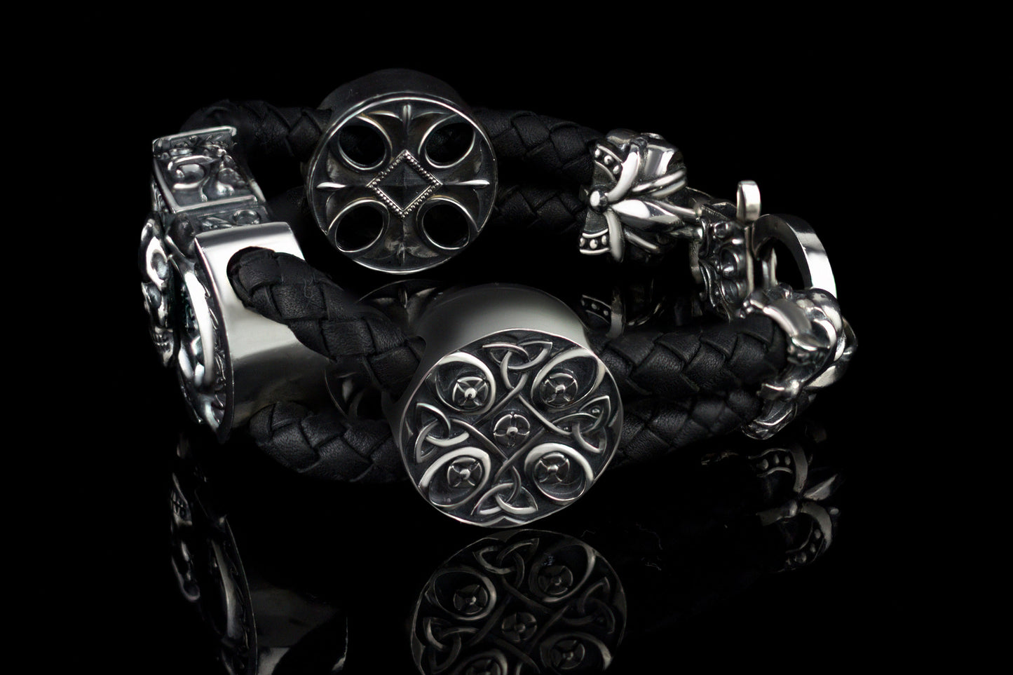 Heavy skull silver bracelet Skull bracelet Biker jewelry Shadow Death