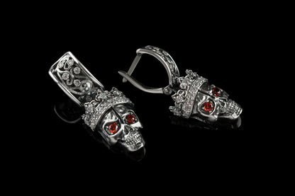 Women's skull earrings Santa Muerte Silver skull earrings Biker jewelry
