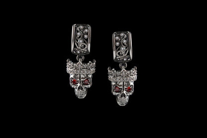 Women's skull earrings Santa Muerte Silver skull earrings Biker jewelry