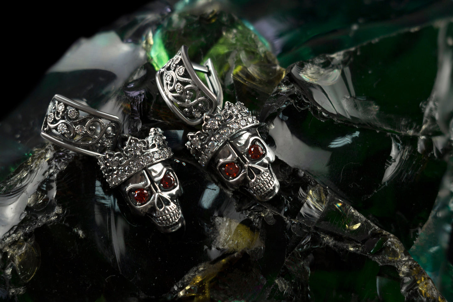 Women's skull earrings Santa Muerte Silver skull earrings Biker jewelry