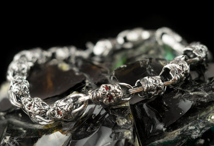 Skull bracelet Silver skull jewelry Biker bracelet Brutal silver jewelry