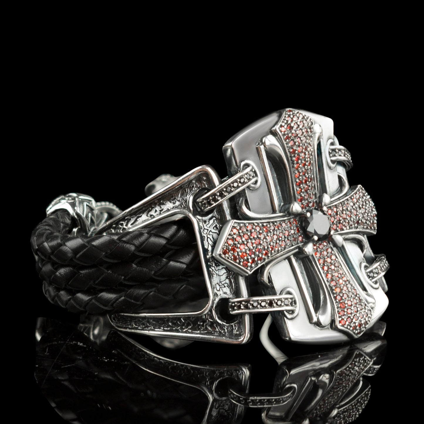 Women's statement bracelet Cross bracelet Leather women's bracelet Medieval cross