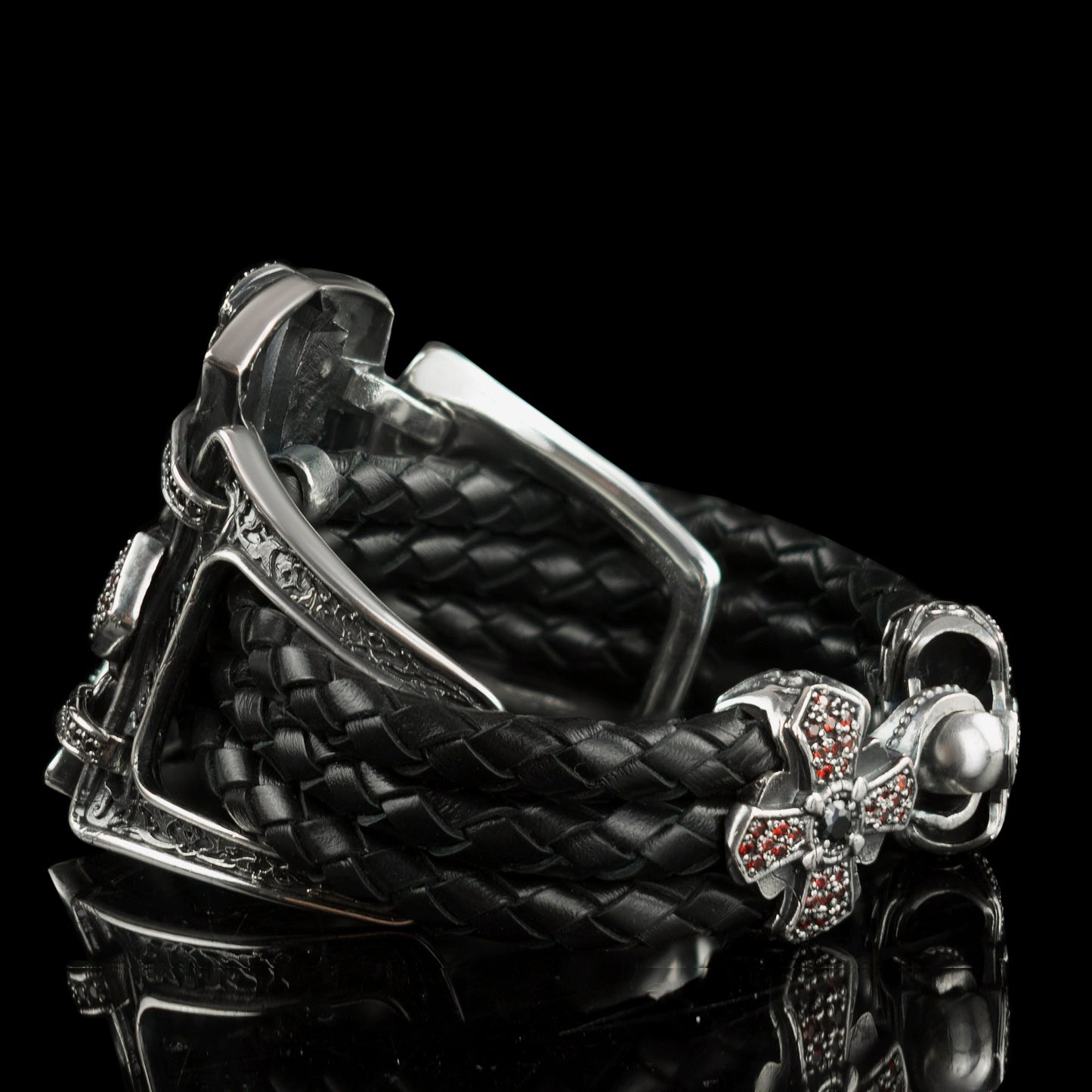 Women's statement bracelet Cross bracelet Leather women's bracelet Medieval cross