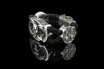 Heavy skull silver bracelet Skull bracelet Biker jewelry Shadow Death