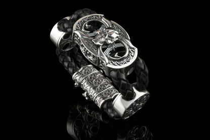 Heavy skull silver bracelet Skull bracelet Biker jewelry Shadow Death