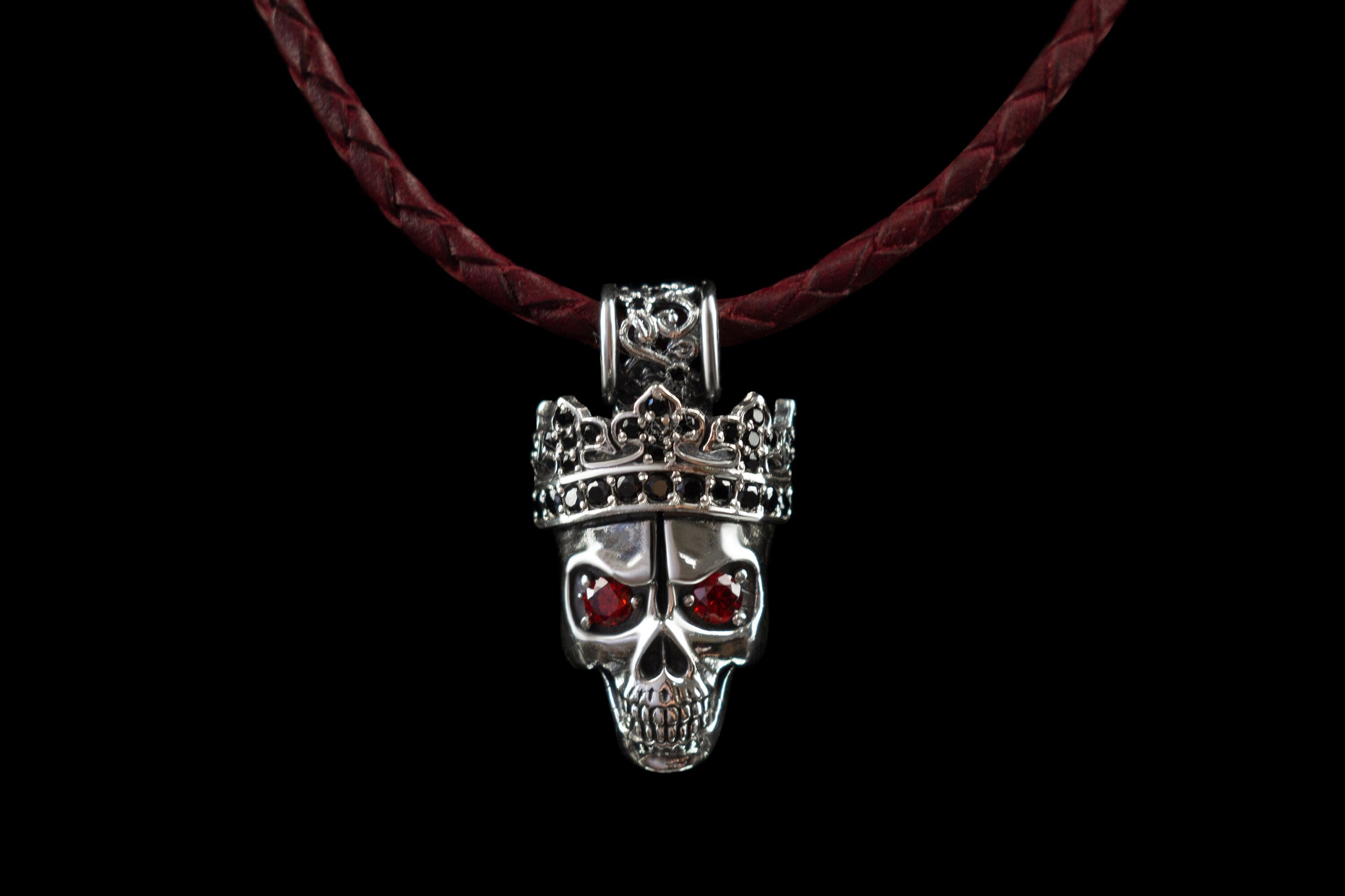 Skull pendanr Silver jewelry Gemstones skullSanta Muerte Biker jewelry