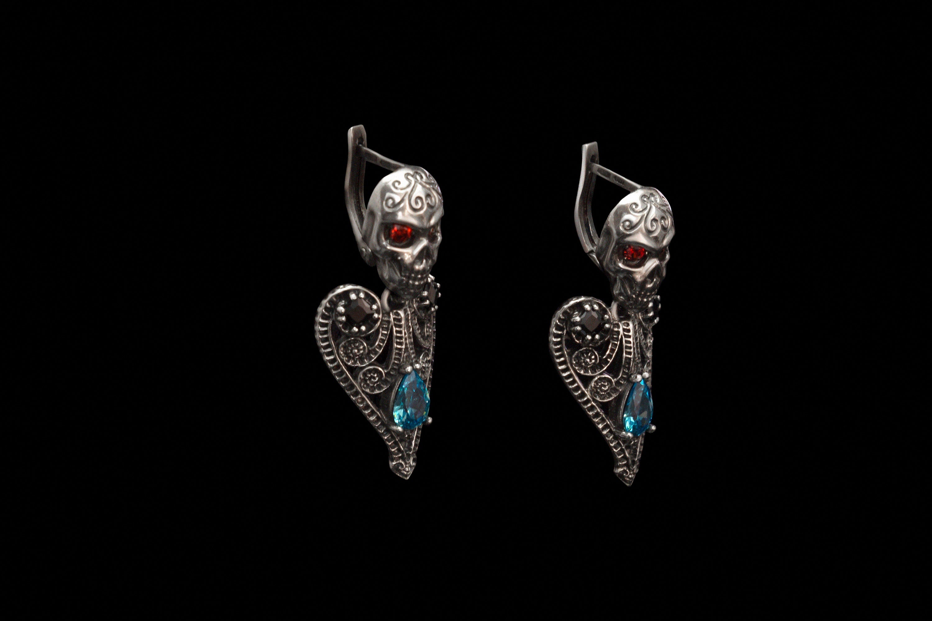 Sterling silver skull earrings Matilda Skull jewelry