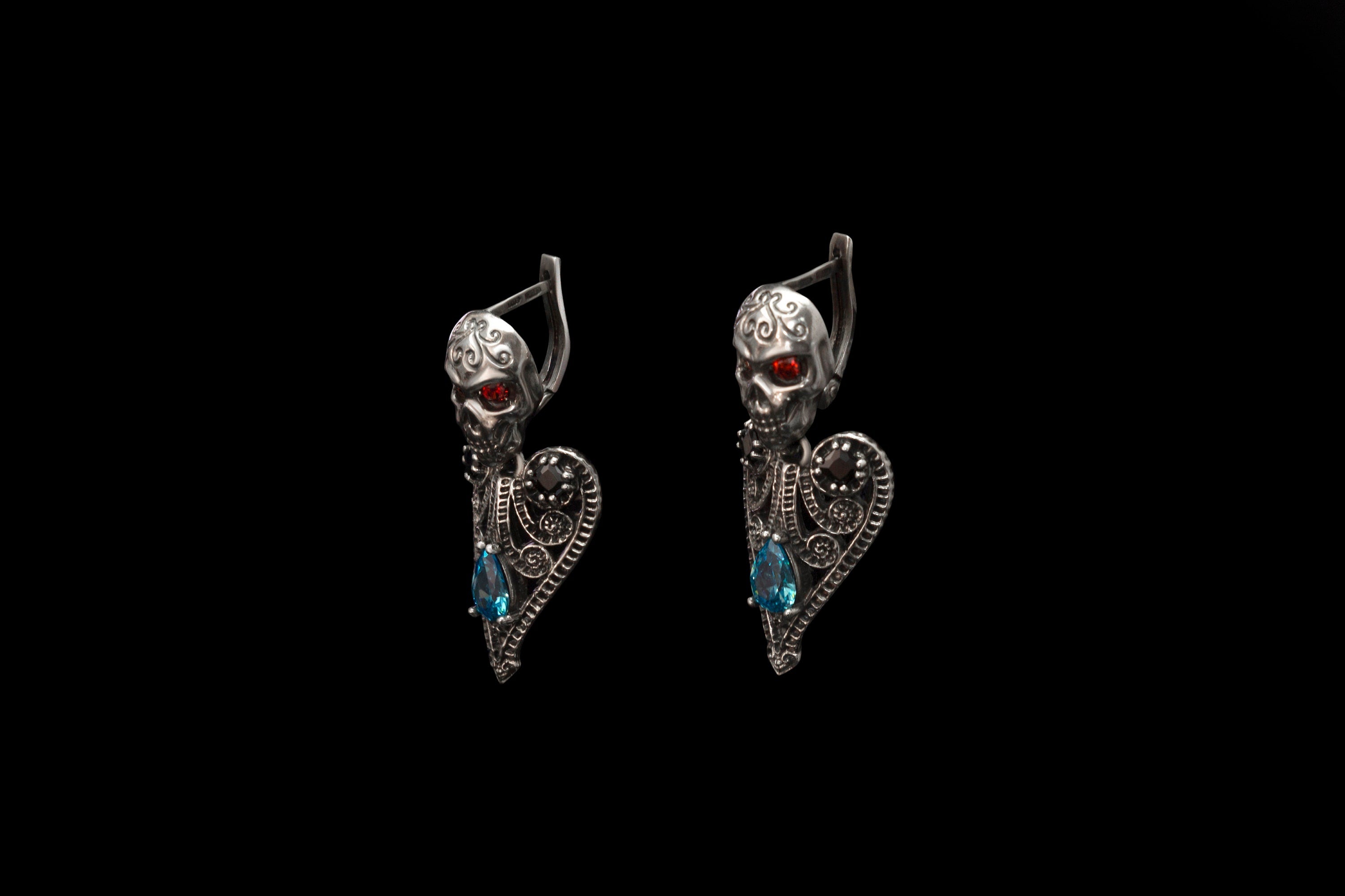 Sterling silver skull earrings Matilda Skull jewelry