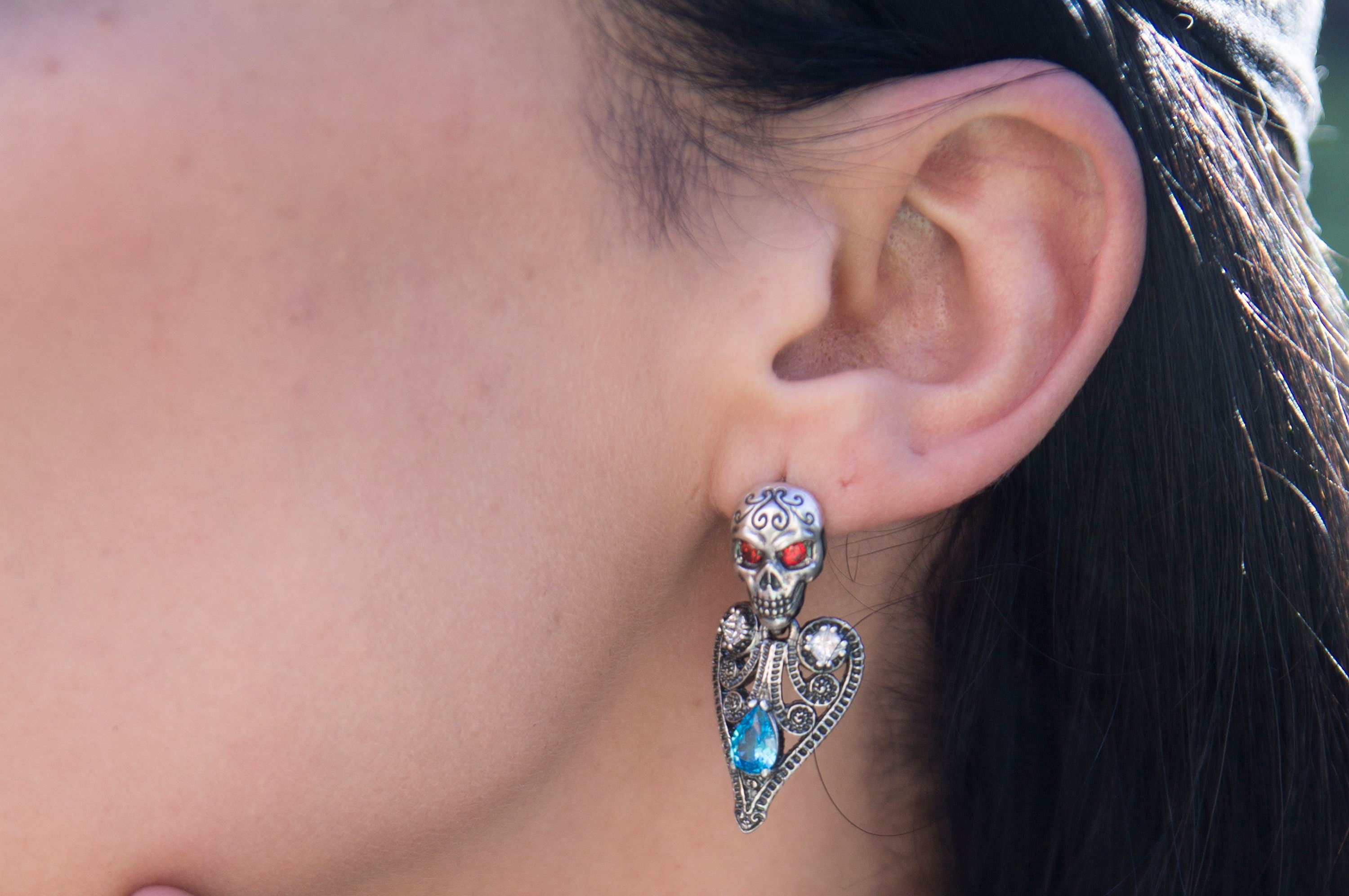 Sterling silver skull earrings Matilda Skull jewelry