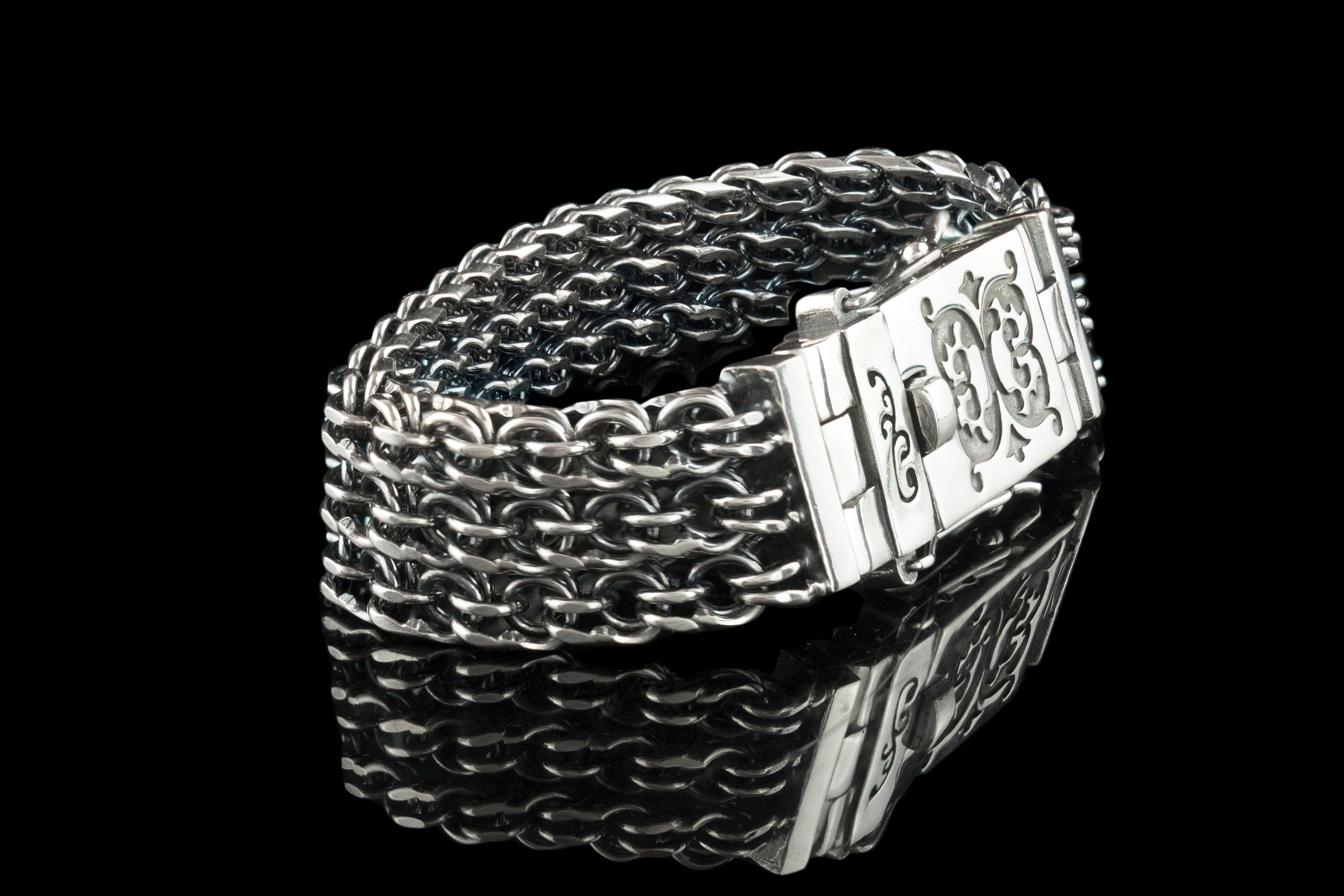 Silver bracelet Men's jewelry Handmade jewelry Heavy bracelet with box closure