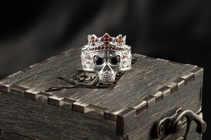 Silver skull ring Women's skull jewelry Santa Muerte skull with crown