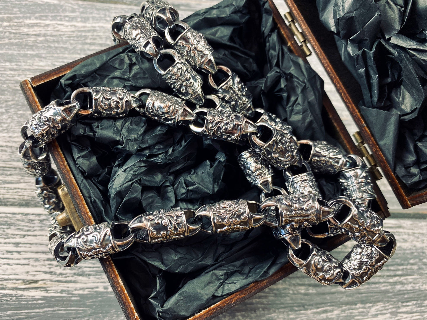 Huge silver chain Lions Men's jewelry