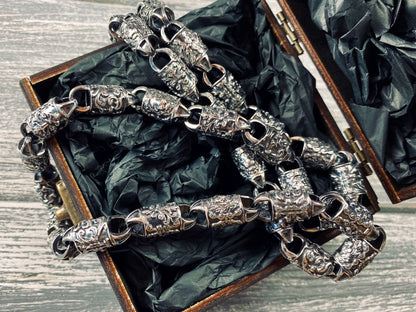 Huge silver chain Lions Men's jewelry