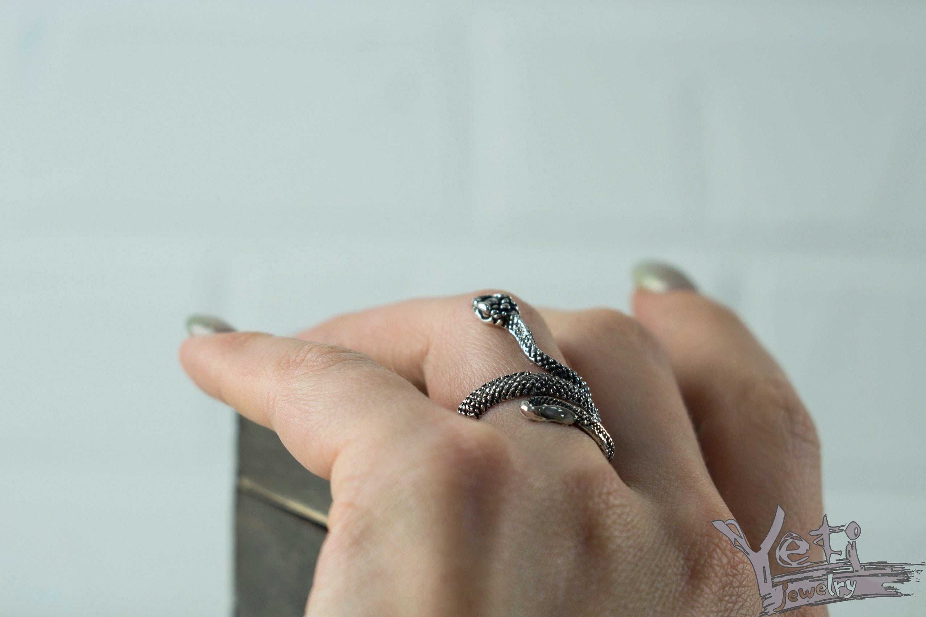 Adjustable ring snake Sterling silver 925 women ring   Serpent Ring