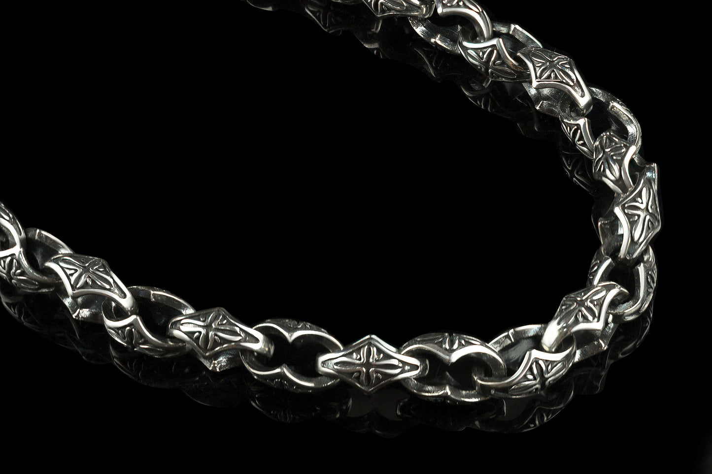 Heavy chain Men's silver necklace  Width chain 9.5 mm Bikers jewelry