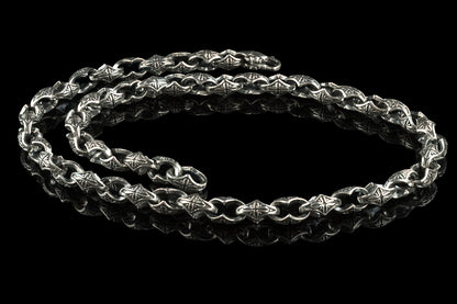 Heavy chain Men's silver necklace  Width chain 9.5 mm Bikers jewelry