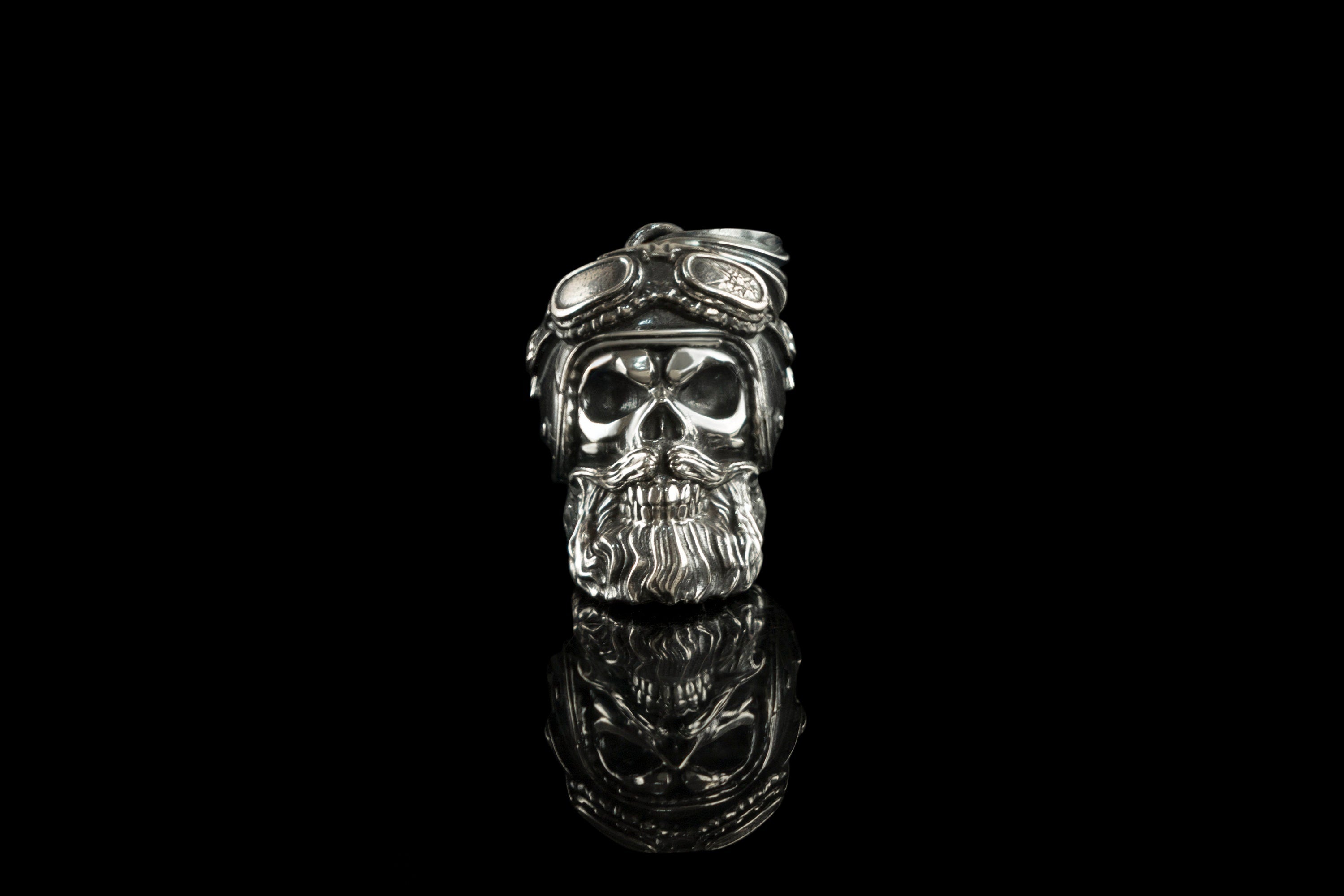 Bikers silver pendant Skull pendant Rider