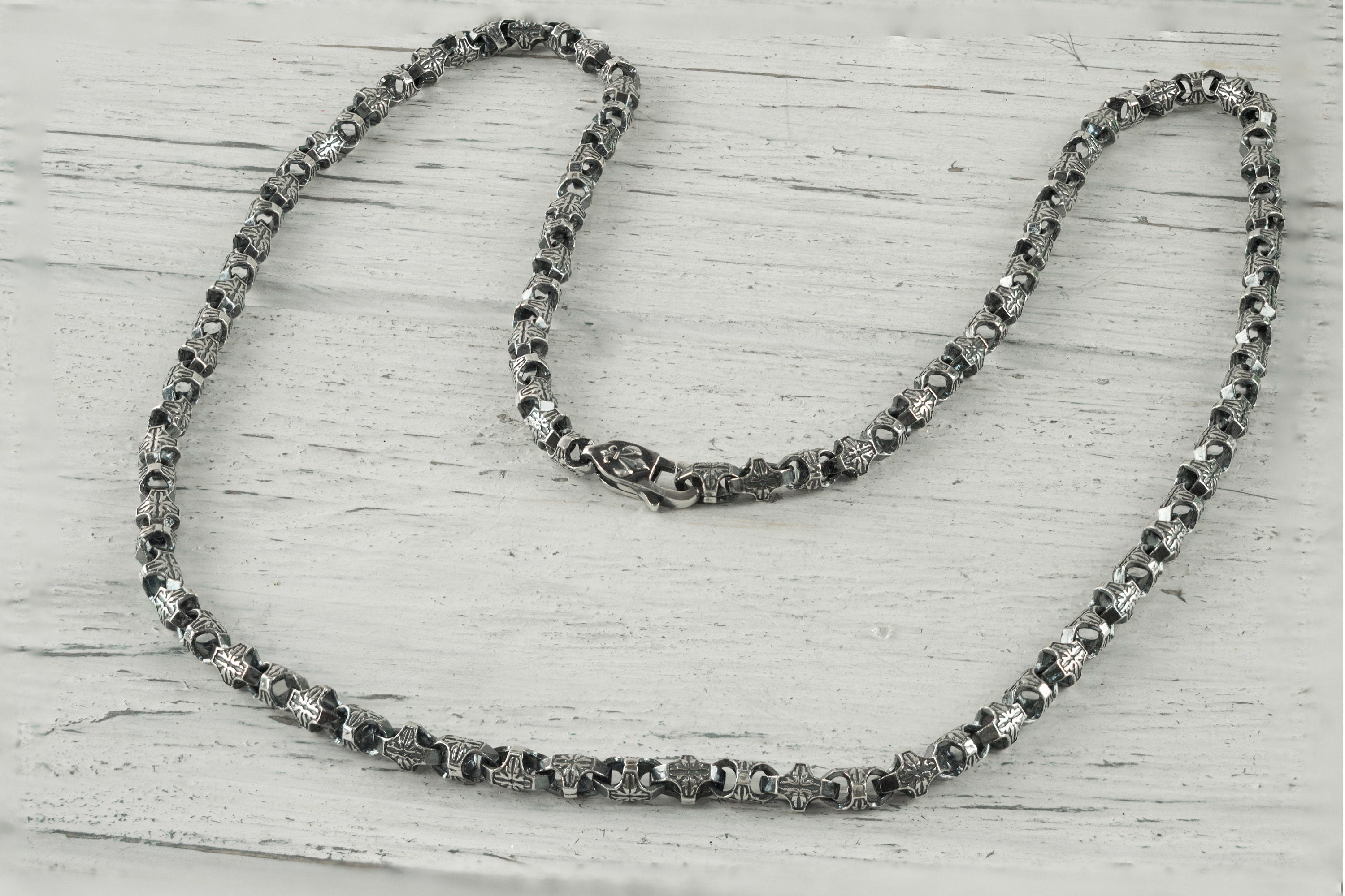 925 Sterling Silver Chain, Men's silver necklace diameter 5.5 mm