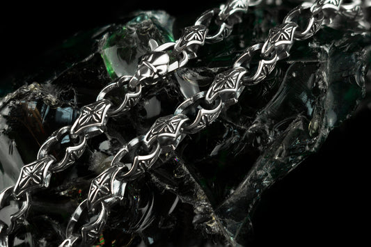 Heavy chain Men's silver necklace  Width chain 9.5 mm Bikers jewelry
