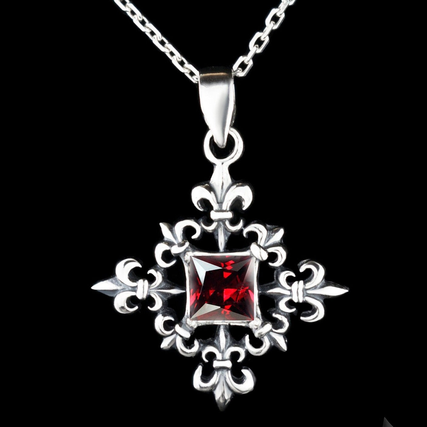 Fleur de lis pendant Silver jewelry Wind rose pendant  Compass