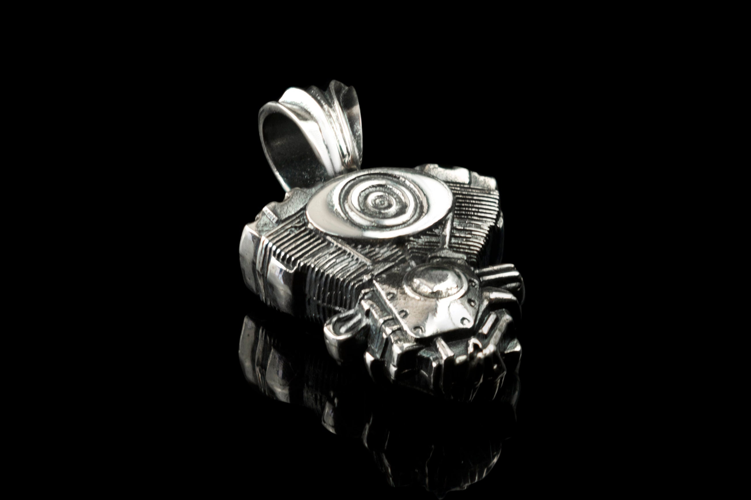 V-twin pendant Silver biker pendant Motorcycle motor pendant Bikers jewelry