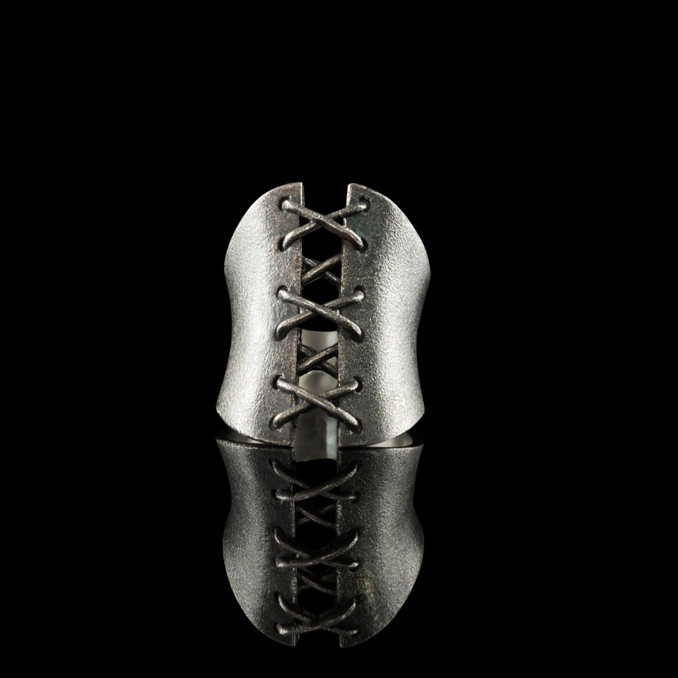 Corset Ring Goth jewelry Gothic silver ring  Wide Band ring, Gift For Women corset