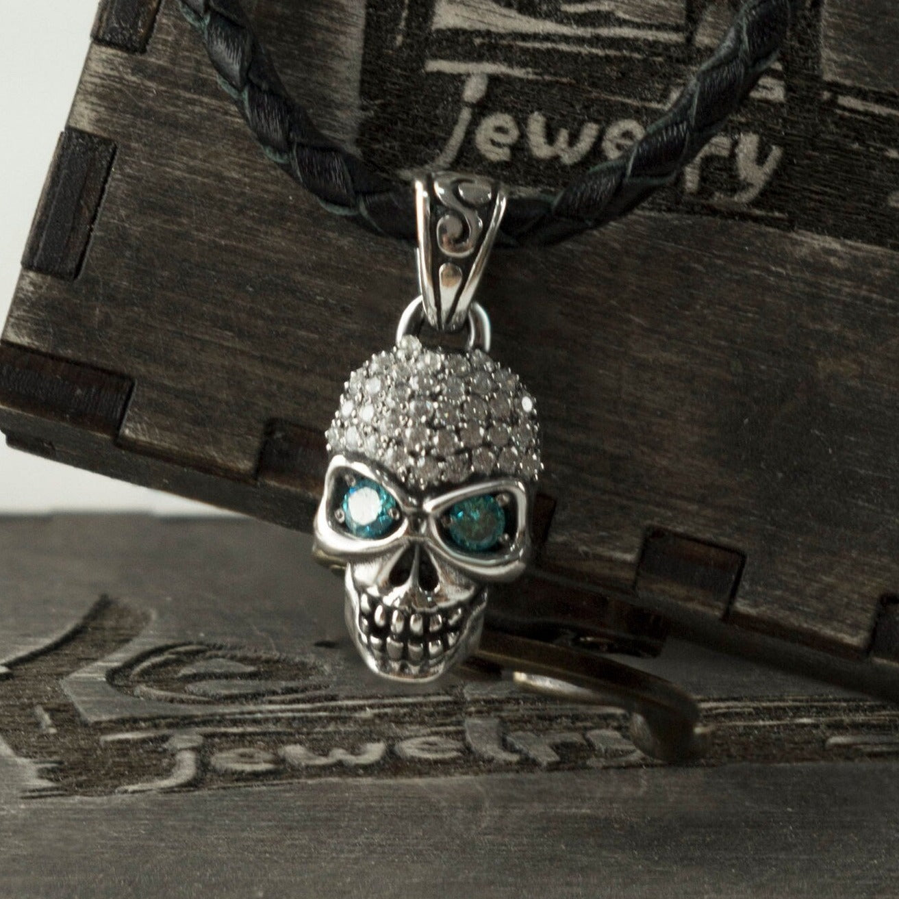 Diamond skull pendant Skull pendant CZ  Women's skull pendant